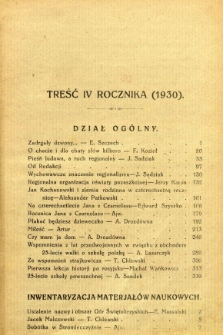 Nasze Drogi, 1930, R. 4 - Treść czwartego rocznika