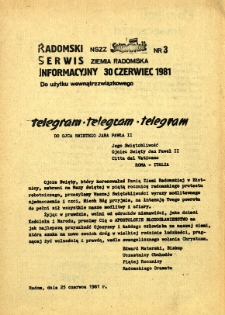 Radomski Serwis Informacyjny, 1981, nr 3