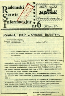 Radomski Serwis Informacyjny, 1981, nr 6