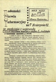 Radomski Serwis Informacyjny, 1981, nr 7