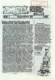 Związek : Radomski Informator Związkowy, 1989, R.1, nr 3