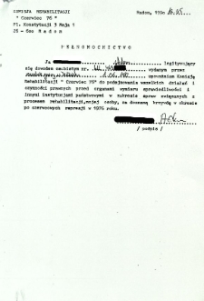 Pełnomocnictwo, z dnia 16 maja 1990 r.