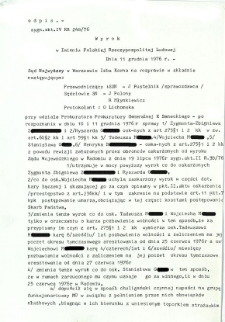 Wyrok w Imieniu Polskiej Rzeczpospolitej Ludowej, dnia 11 grudnia 1976 r.