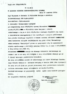 Wyrok w Imieniu Polskiej Rzeczpospolitej Ludowej, dnia 27 czerwca 1976 r.