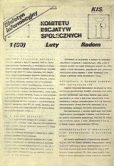 Biuletyn Informacyjny Komitetu Inicjatyw Społecznych, R. 1990, nr 1