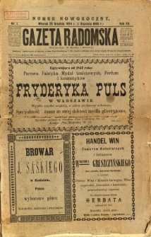 Gazeta Radomska, 1895, R. 12, nr 1