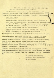 Uchwała Zebrania Plenarnego MKZ NSZZ "Solidarność" Ziemia Radomska, z dnia 6 marca 1981 r.