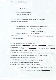 Wyrok w Imieniu Rzeczpospolitej, z dnia 2 lutego 1994 r.