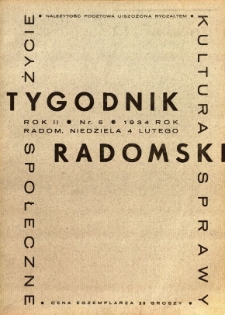 Tygodnik Radomski, 1934, R. 2, nr 5