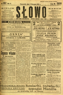 Słowo, 1923, R. 2, nr 182