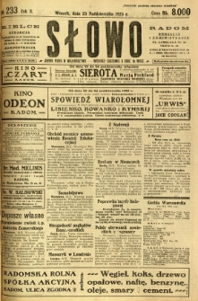 Słowo, 1923, R. 2, nr 233