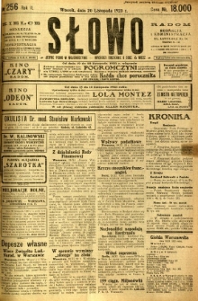 Słowo, 1923, R. 2, nr 256