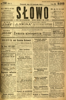 Słowo, 1923, R. 2, nr 258