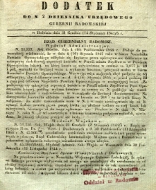 Dziennik Urzędowy Gubernii Radomskiej, 1845, nr 2, dod. I