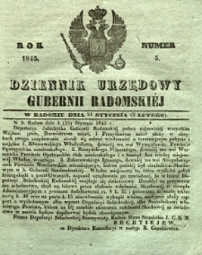 Dziennik Urzędowy Gubernii Radomskiej, 1845, nr 5