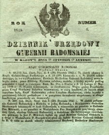 Dziennik Urzędowy Gubernii Radomskiej, 1845, nr 6
