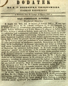 Dziennik Urzędowy Gubernii Radomskiej, 1845, nr 10, dod. I