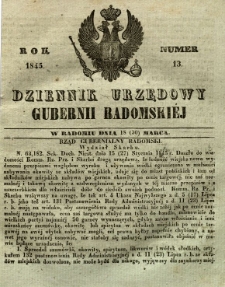 Dziennik Urzędowy Gubernii Radomskiej, 1845, nr 13