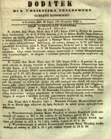 Dziennik Urzędowy Gubernii Radomskiej, 1845, nr 32, dod. I
