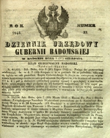 Dziennik Urzędowy Gubernii Radomskiej, 1845, nr 33