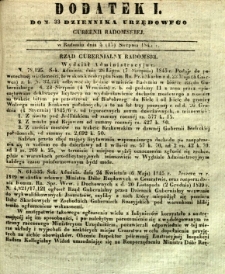 Dziennik Urzędowy Gubernii Radomskiej, 1845, nr 33, dod. I