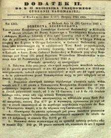 Dziennik Urzędowy Gubernii Radomskiej, 1845, nr 33, dod. II