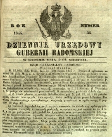 Dziennik Urzędowy Gubernii Radomskiej, 1845, nr 35