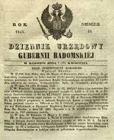 Dziennik Urzędowy Gubernii Radomskiej, 1845, nr 16