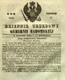 Dziennik Urzędowy Gubernii Radomskiej, 1845, nr 17