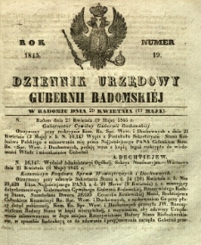 Dziennik Urzędowy Gubernii Radomskiej, 1845, nr 19