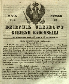 Dziennik Urzędowy Gubernii Radomskiej, 1845, nr 22