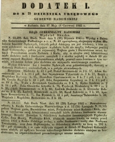 Dziennik Urzędowy Gubernii Radomskiej, 1845, nr 23, dod. I
