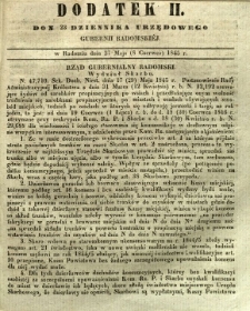 Dziennik Urzędowy Gubernii Radomskiej, 1845, nr 23, dod. II