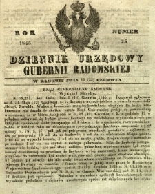 Dziennik Urzędowy Gubernii Radomskiej, 1845, nr 25