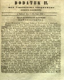 Dziennik Urzędowy Gubernii Radomskiej, 1845, nr 28, dod. II