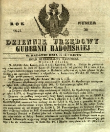 Dziennik Urzędowy Gubernii Radomskiej, 1845, nr 30