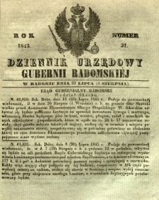 Dziennik Urzędowy Gubernii Radomskiej, 1845, nr 31