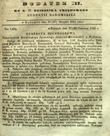 Dziennik Urzędowy Gubernii Radomskiej, 1845, nr 35, dod. III