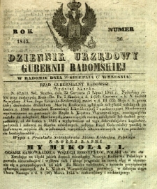 Dziennik Urzędowy Gubernii Radomskiej, 1845, nr 36