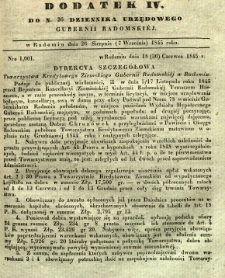 Dziennik Urzędowy Gubernii Radomskiej, 1845, nr 36, dod. IV