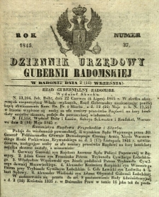 Dziennik Urzędowy Gubernii Radomskiej, 1845, nr 37
