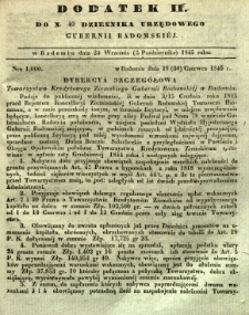 Dziennik Urzędowy Gubernii Radomskiej, 1845, nr 40, dod. II