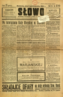 Słowo, 1930. R. 9, nr 230