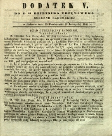 Dziennik Urzędowy Gubernii Radomskiej, 1845, nr 45, dod. V