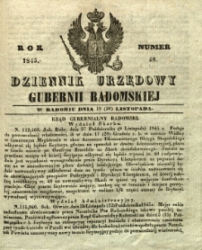 Dziennik Urzędowy Gubernii Radomskiej, 1845, nr 48