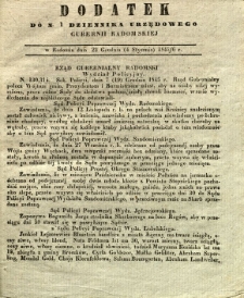 Dziennik Urzędowy Gubernii Radomskiej, 1846, nr 1, dod.