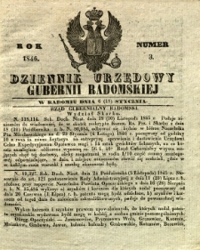 Dziennik Urzędowy Gubernii Radomskiej, 1846, nr 3