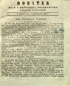Dziennik Urzędowy Gubernii Radomskiej, 1846, nr 3, dod.