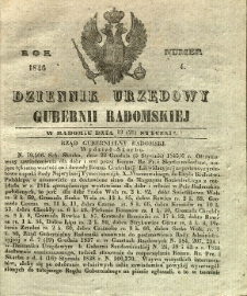 Dziennik Urzędowy Gubernii Radomskiej, 1846, nr 4
