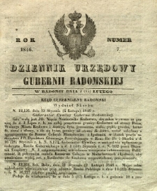 Dziennik Urzędowy Gubernii Radomskiej, 1846, nr 7